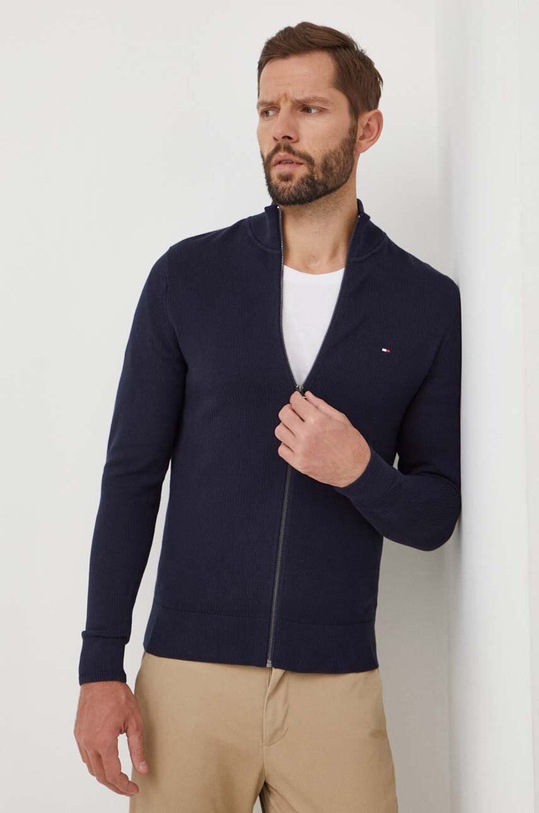 Tommy Hilfiger pamut kardigán pamut sötétkék MW0MW33513