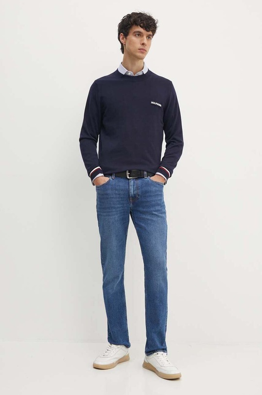 Bavlněný svetr Tommy Hilfiger MW0MW33502 námořnická modř SS24