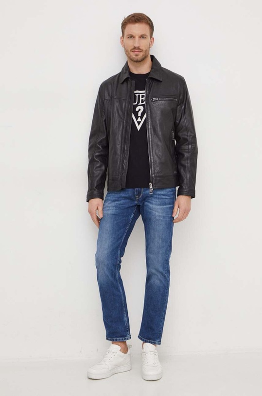 Sveter s prímesou hodvábu Guess BRODY M4RR08.Z33R1 čierna SS24