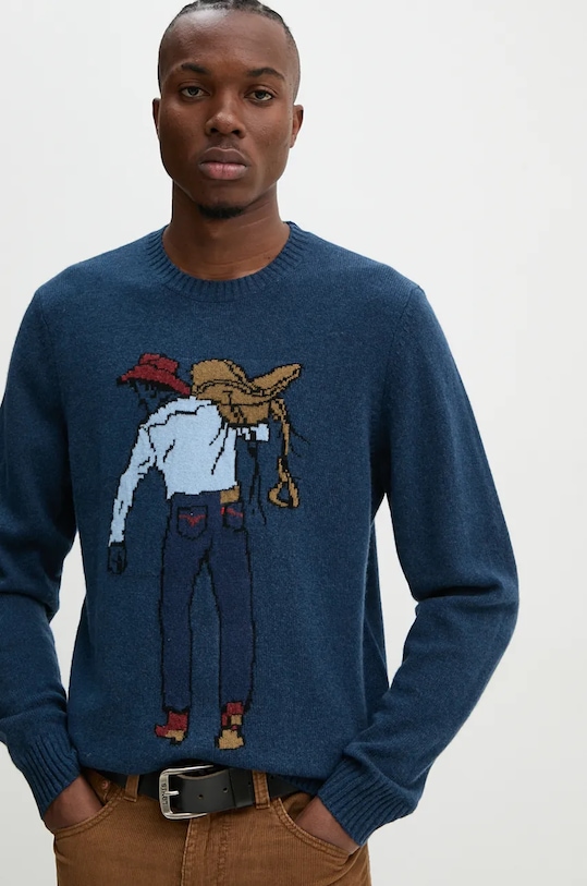 Levi's sweter wełniany okrągły granatowy A4320