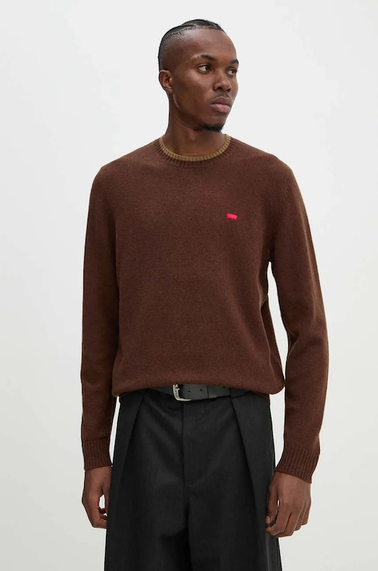 Levi's maglione da uomo con lana marrone A4320