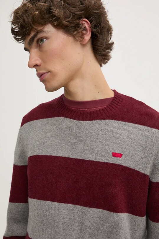 Levi's sweter wełniany okrągły bordowy A4320