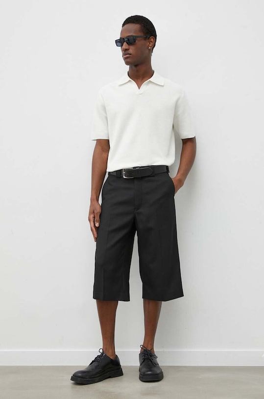 Tiger Of Sweden polo z domieszką lnu Maelon T72307002 beżowy SS24