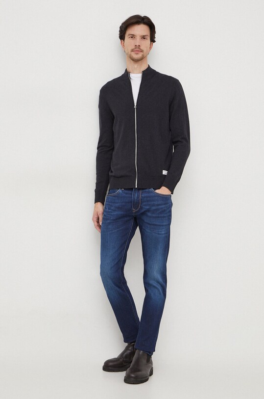 Kardigán s prímesou vlny Pepe Jeans Malcom PM702409 sivá SS24