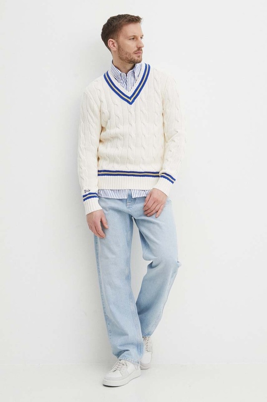 Polo Ralph Lauren sweter bawełniany 710934013 beżowy SS24