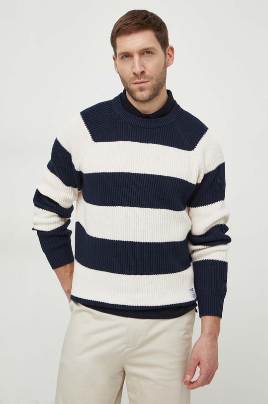 Pepe Jeans sweter bawełniany MILES wzorzyste granatowy PM702431