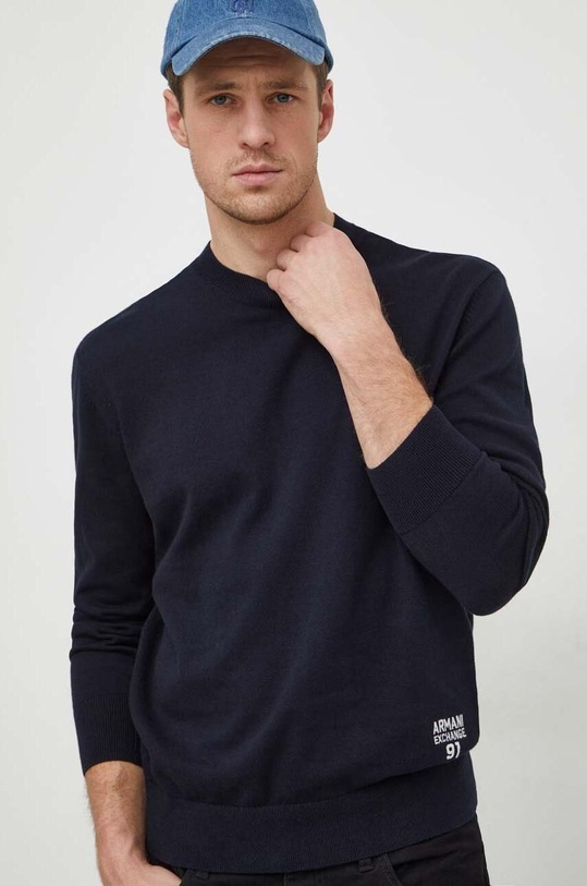Armani Exchange sweter bawełniany granatowy 3DZM6A.ZMQ7Z