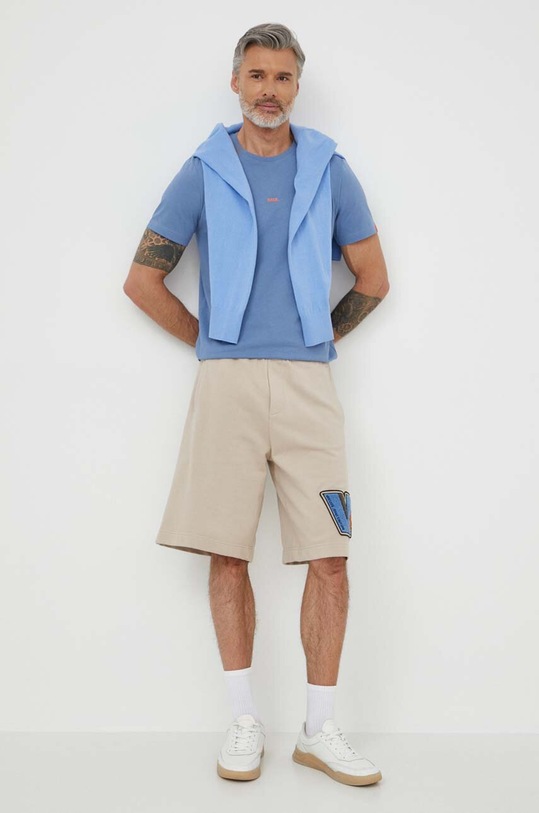 Versace Jeans Couture sweter z domieszką kaszmiru 76GAFM00.CM06H niebieski SS24