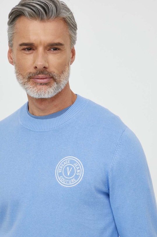 Versace Jeans Couture sweter z domieszką kaszmiru niebieski 76GAFM00.CM06H