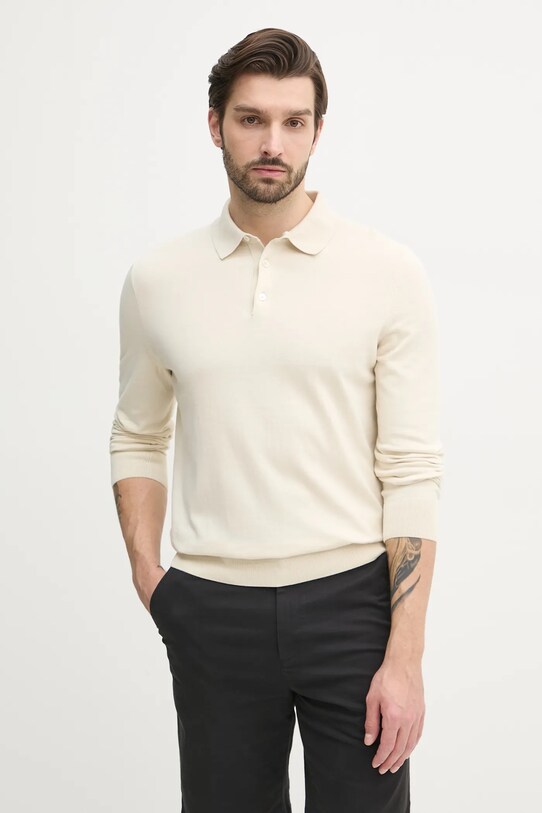 BOSS sweter bawełniany bawełna beżowy 50506025