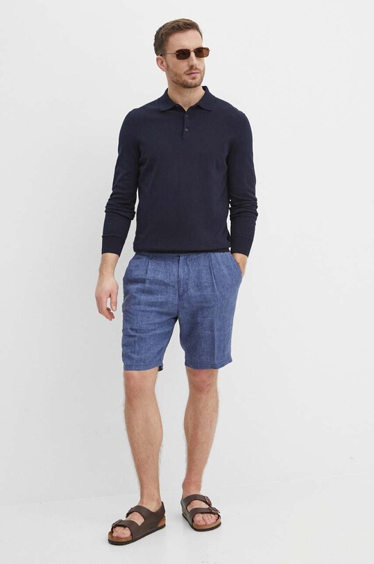 BOSS sweter bawełniany 50506025 granatowy SS25