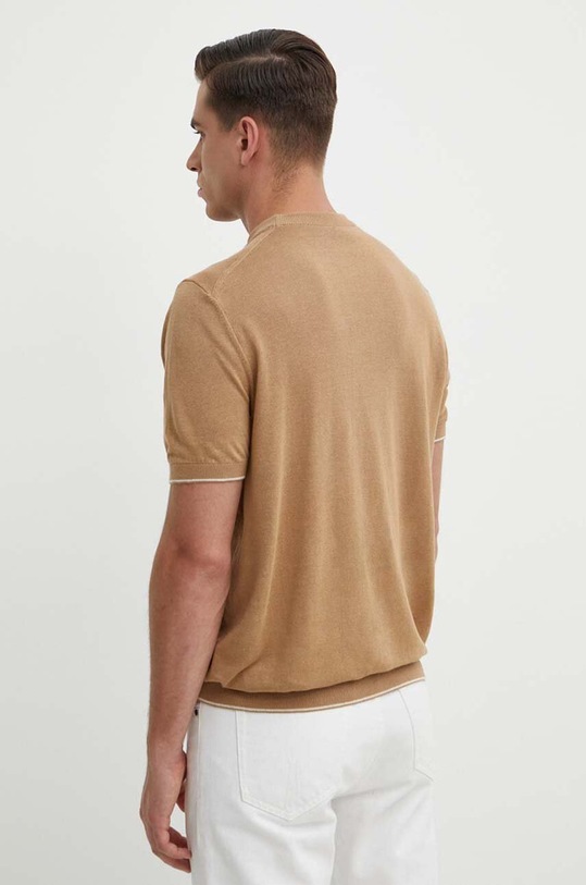 Oblečenie Ľanové tričko BOSS 50511757 béžová