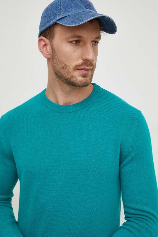 Sveter s prímesou vlny United Colors of Benetton s prímesou vlny zelená 1235U1N67