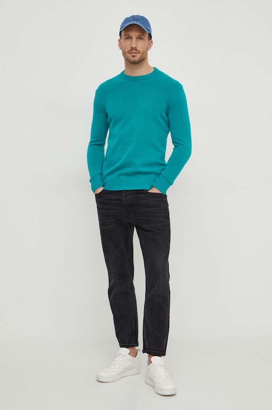 United Colors of Benetton sweter z domieszką wełny 1235U1N67 zielony AW24