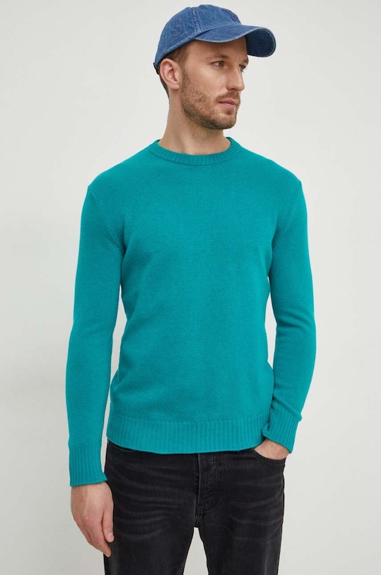 United Colors of Benetton sweter z domieszką wełny zielony 1235U1N67