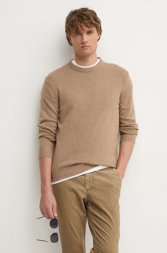 United Colors of Benetton pulover din amestec de lana bej 1235U1N67