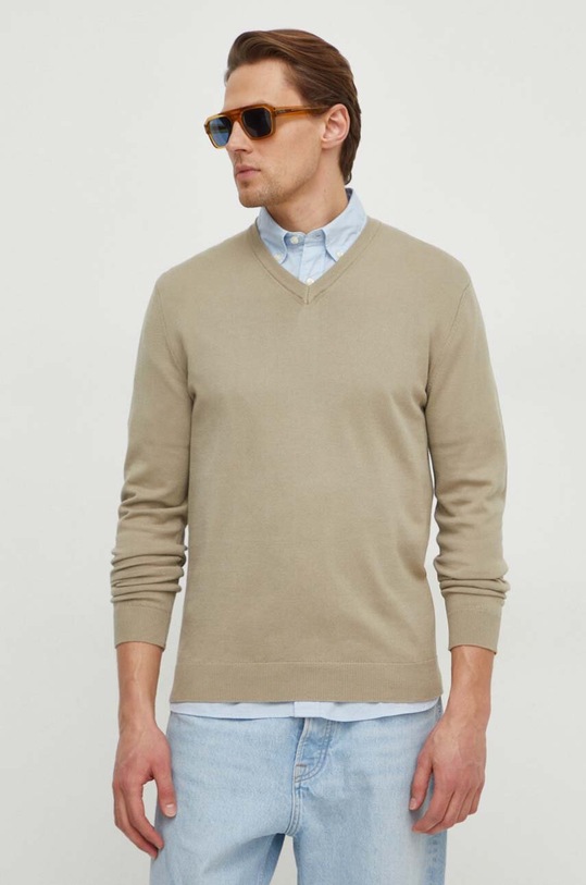 United Colors of Benetton sweter bawełniany bawełna beżowy 1098U4486