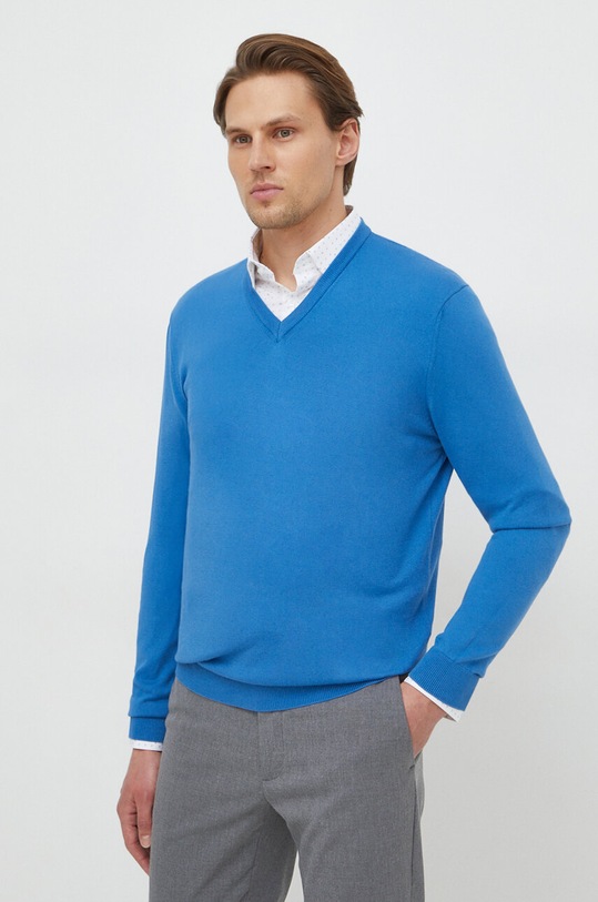 United Colors of Benetton sweter bawełniany bawełna niebieski 1098U4486