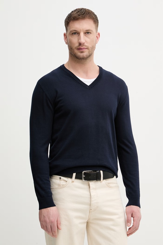 United Colors of Benetton sweter męski bawełniany granatowy 1098U4486