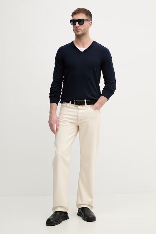 United Colors of Benetton sweter męski bawełniany 1098U4486 granatowy SS26