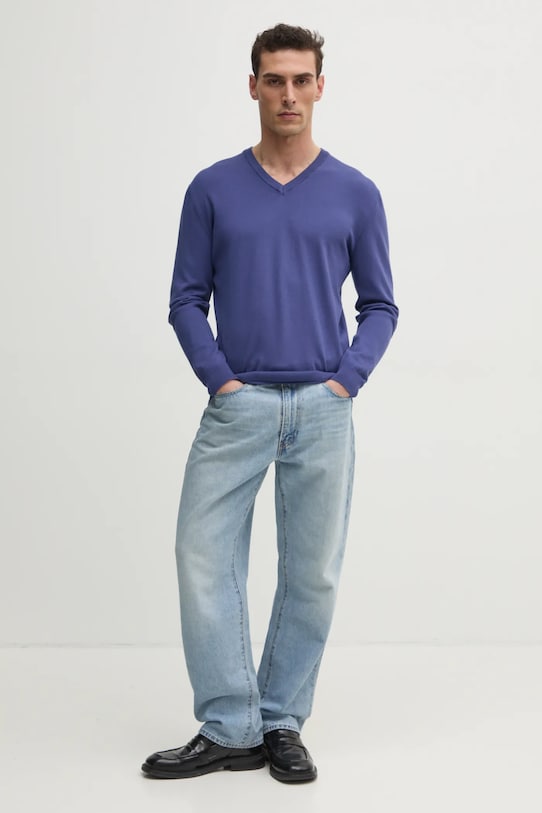 Хлопковый свитер United Colors of Benetton 1098U4486 тёмно-синий SS25