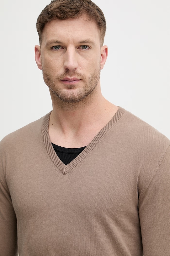 United Colors of Benetton sweter męski bawełniany brązowy 1098U4486