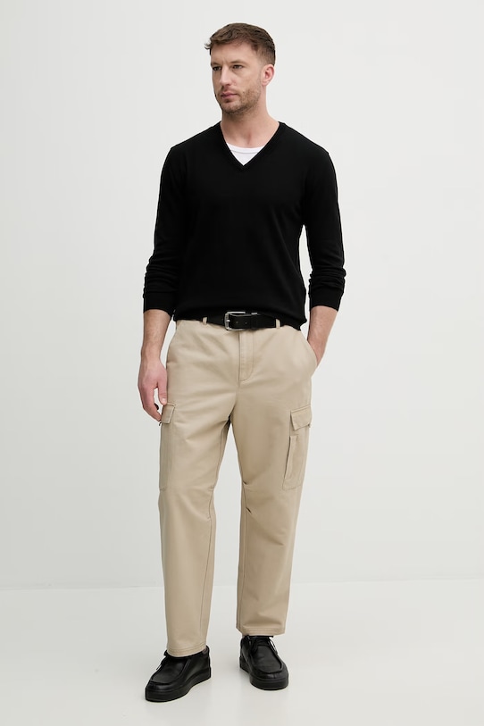 United Colors of Benetton sweter męski bawełniany 1098U4486 czarny SS26