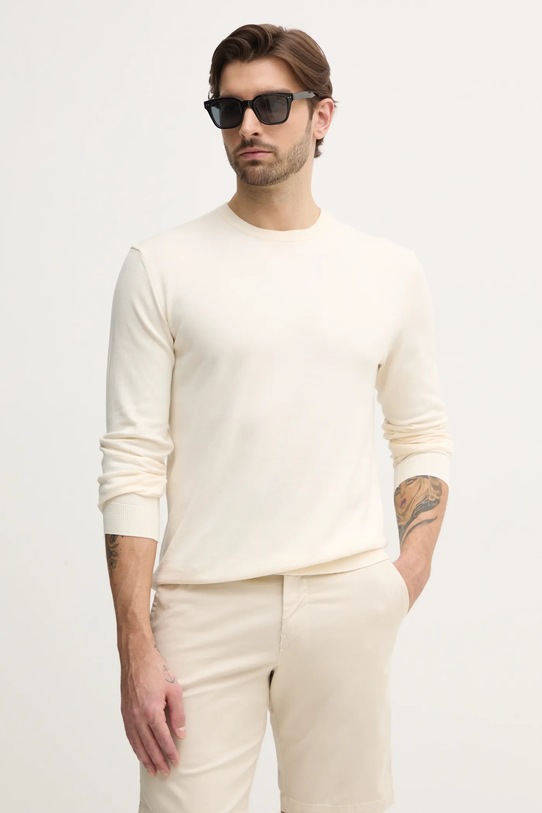 Bavlněný svetr United Colors of Benetton kulatý béžová 1098U1I76