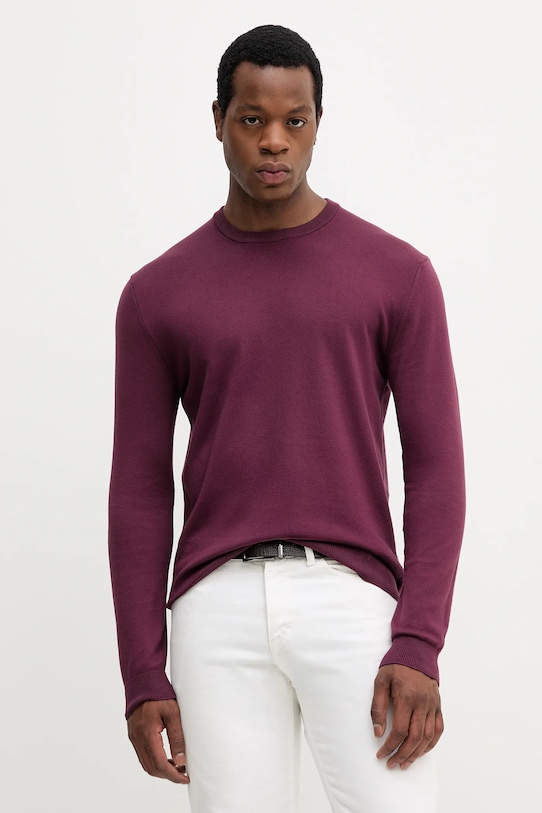 Bavlněný svetr United Colors of Benetton kulatý fialová 1098U1I76