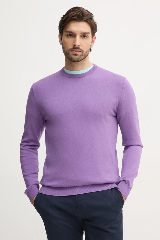 Bavlněný svetr United Colors of Benetton kulatý fialová 1098U1I76