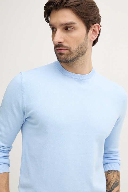 Хлопковый свитер United Colors of Benetton голубой 1098U1I76