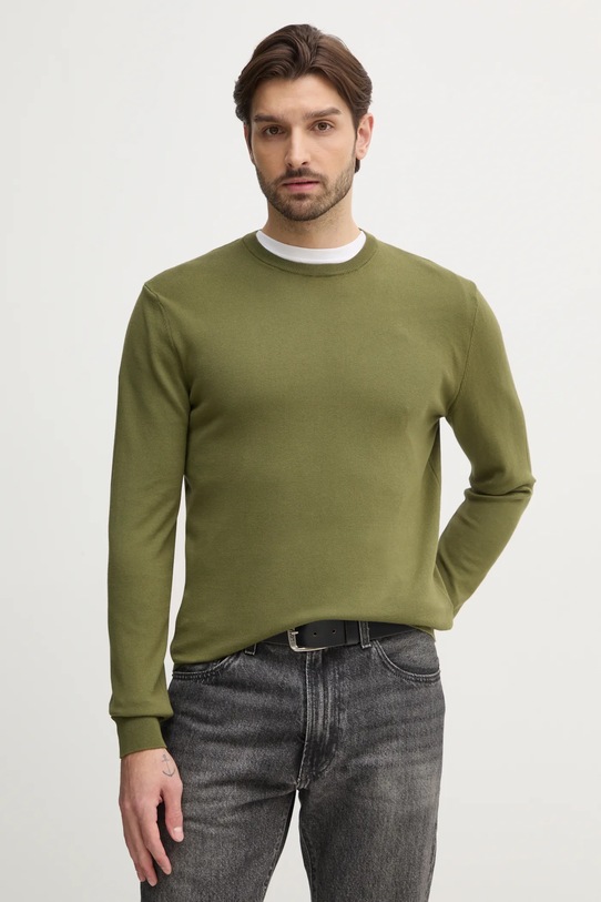 Bavlněný svetr United Colors of Benetton kulatý zelená 1098U1I76