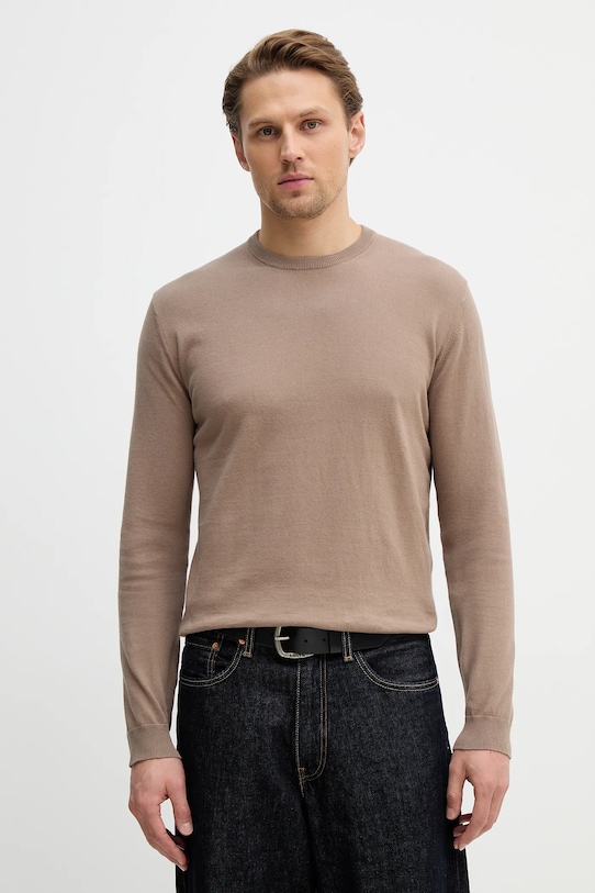 United Colors of Benetton sweter bawełniany brązowy 1098U1I76