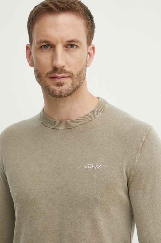 Guess sweter z domieszką jedwabiu CHESLEY zielony M4GR06.Z3DN1