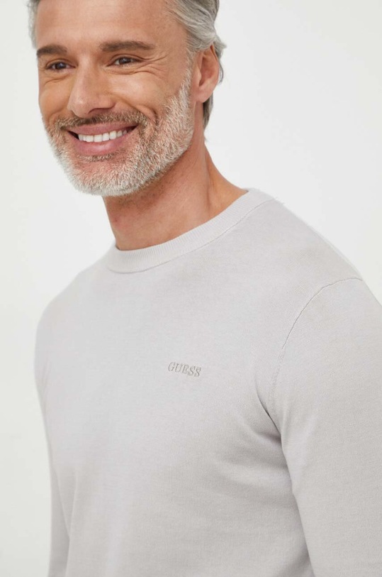Svetr z hedvábné směsi Guess CHESLEY šedá M4GR06.Z3DN1
