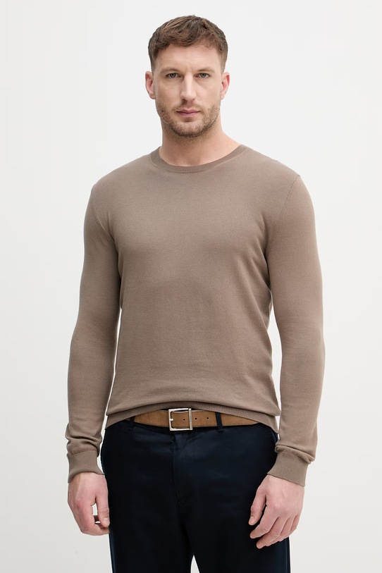 Sisley πουλόβερ ανδρικό με βαμβάκι καφέ 10F2S1C78