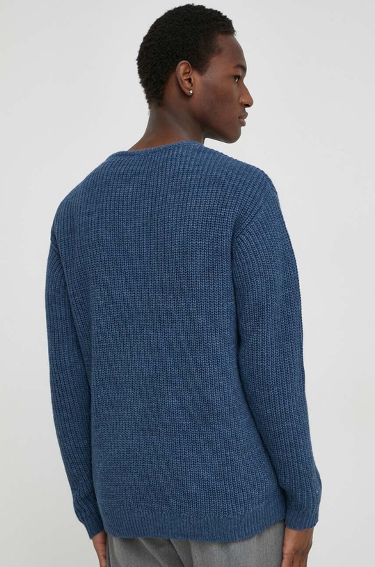 Odzież American Vintage sweter z domieszką wełny PULL ML COL ROND MCRA18AE24 niebieski