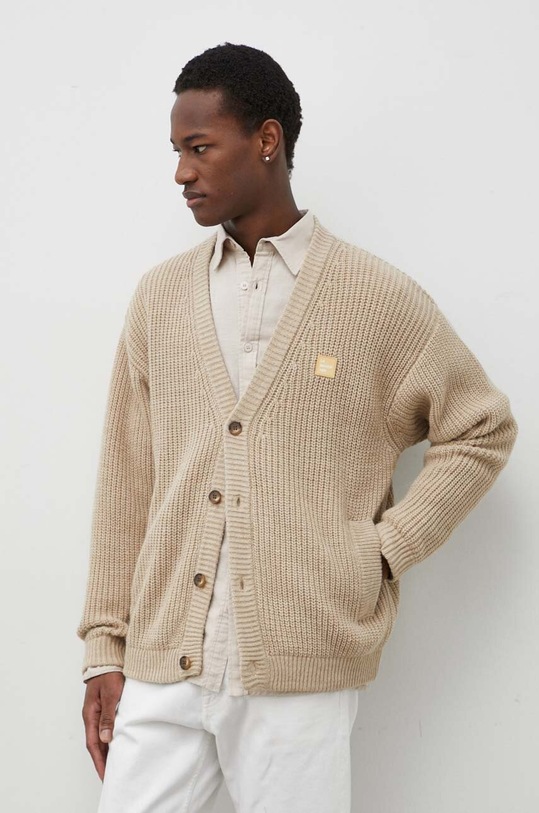American Vintage cardigan din amestec de lana grosime medie bej MCRA19AE24