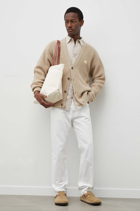 American Vintage cardigan din amestec de lana MCRA19AE24 bej SS24