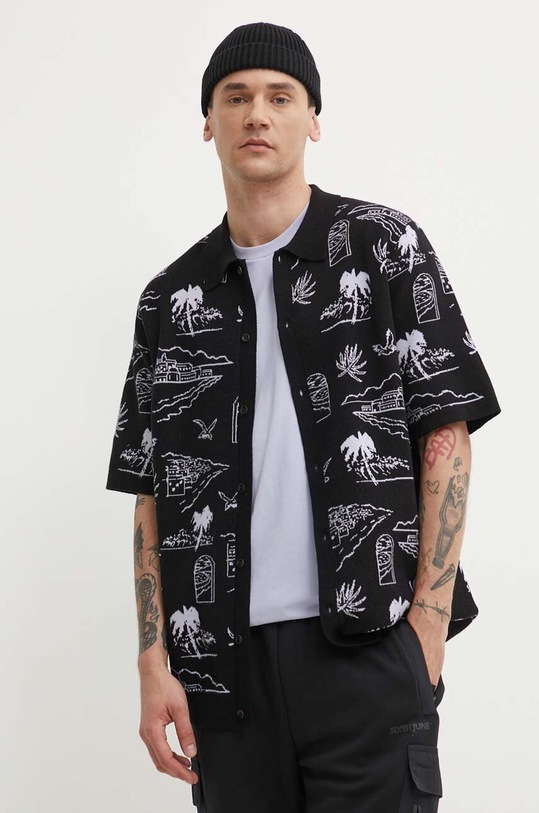 Vans camasa din bumbac scurt negru VN000G3FBLK1