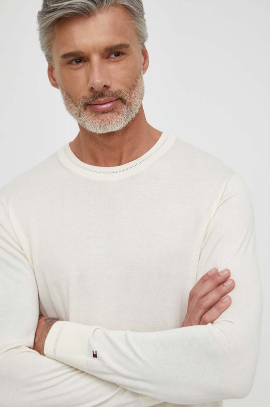 Sveter Tommy Hilfiger okrúhly béžová MW0MW33524