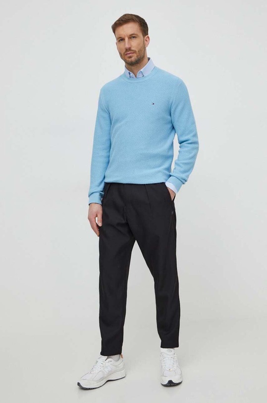 Bavlněný svetr Tommy Hilfiger MW0MW34692 modrá SS24