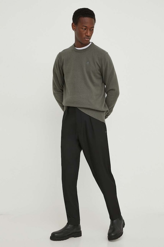Svetr z vlněné směsi G-Star D21931.D563 zelená SS24
