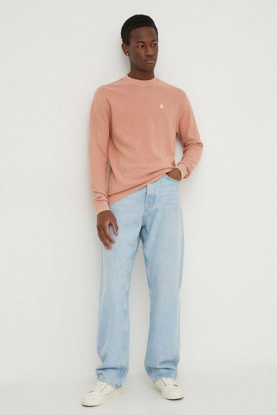 G-Star Raw sweter bawełniany D24461.D630 pomarańczowy SS24