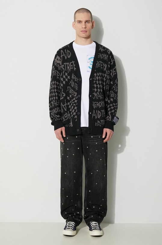 Pamučni kardigan KSUBI heroism cardigan MPS24KW005 crna SS24