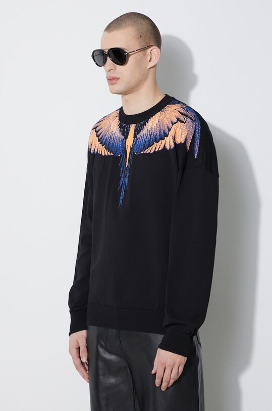 Pamučni pulover Marcelo Burlon Icon Wings Knit Boxy Crew crna CMHE024S24KNI0011026