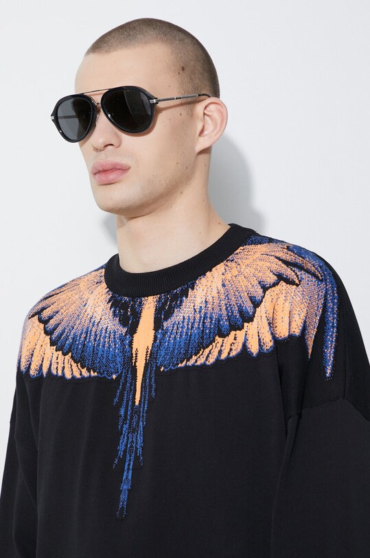 Pamučni pulover Marcelo Burlon Icon Wings Knit Boxy Crew CMHE024S24KNI0011026 crna