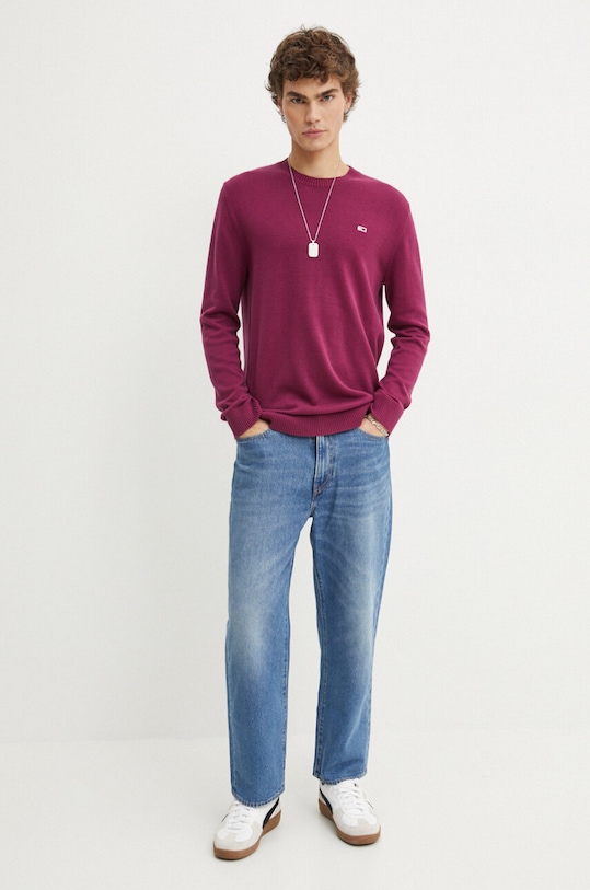 Bavlnený sveter Tommy Jeans DM0DM18895 ružová AW25