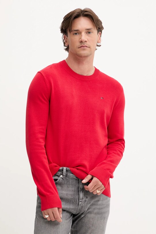 Bavlněný svetr Tommy Jeans červená DM0DM18895