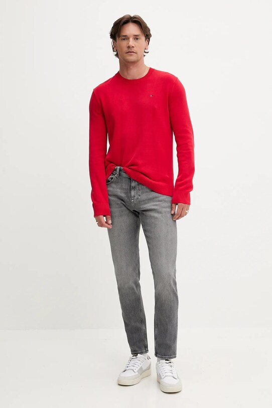 Bavlněný svetr Tommy Jeans DM0DM18895 červená AW25